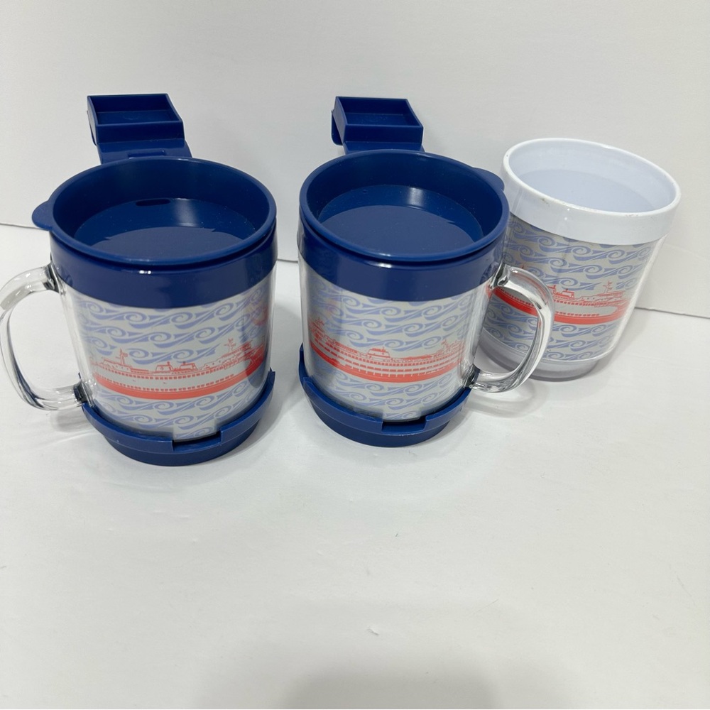 Vintage Eagle Brand Ferry Boat Travel Mugs Restaura Plastic With Car Holder WSF